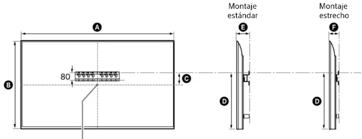 SONY KD-50X80L - Medición para la instalación del soporte de pared en la pared - 1