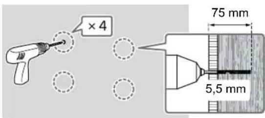 SONY KD-50X80L - Khoan các lỗ thử lên các điểm đánh dấu. - 1