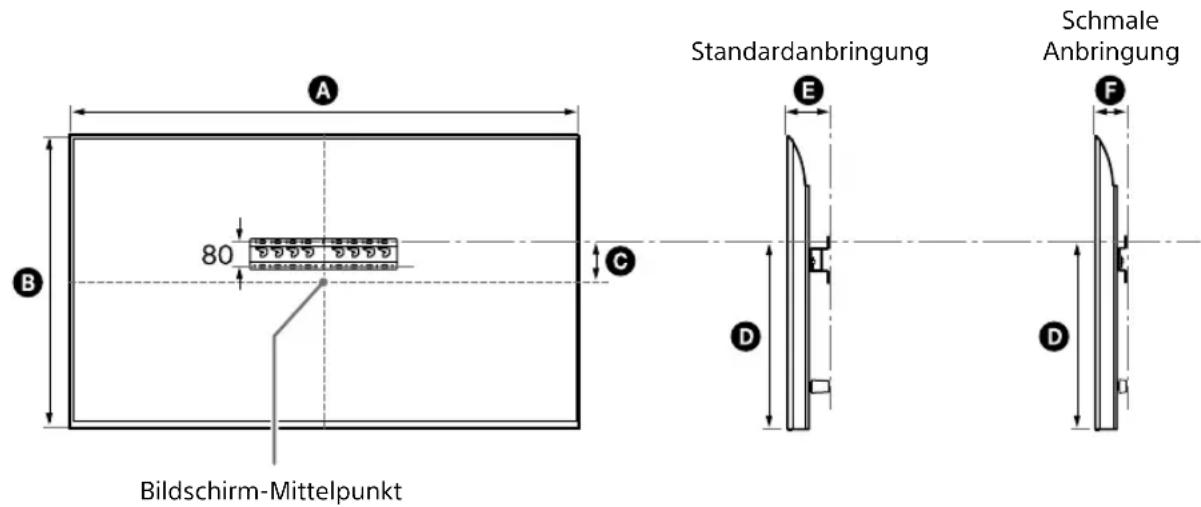 SONY KD-50X80L - Maß für die Anbringung der Wandhalterung an der Wand - 1