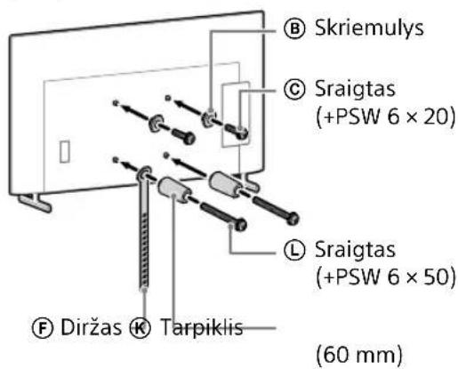 SONY KD-50X80L - Jei pasirenkamas standartinis tvirtinimas (2-a): - 1