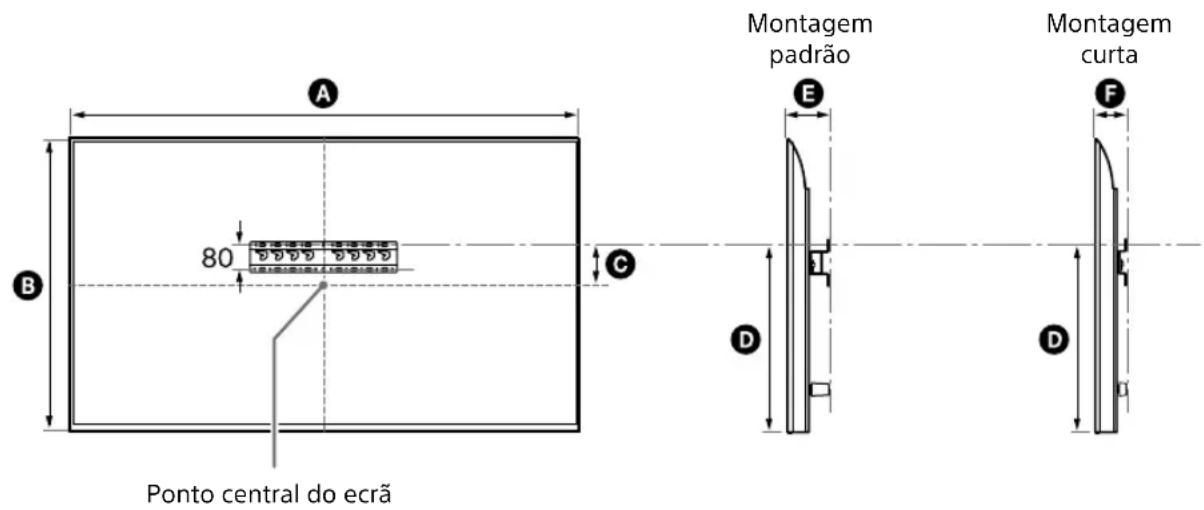 SONY KD-50X80L - Medição para a instalação do Suporte de Parede na parede - 1