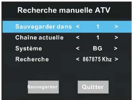 Blue 43BU800 - ■ Recherche manuelle ATV : - 1