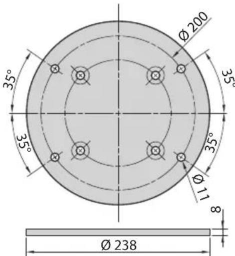 Ø200 35° 35° 35° Ø11 8 Ø238