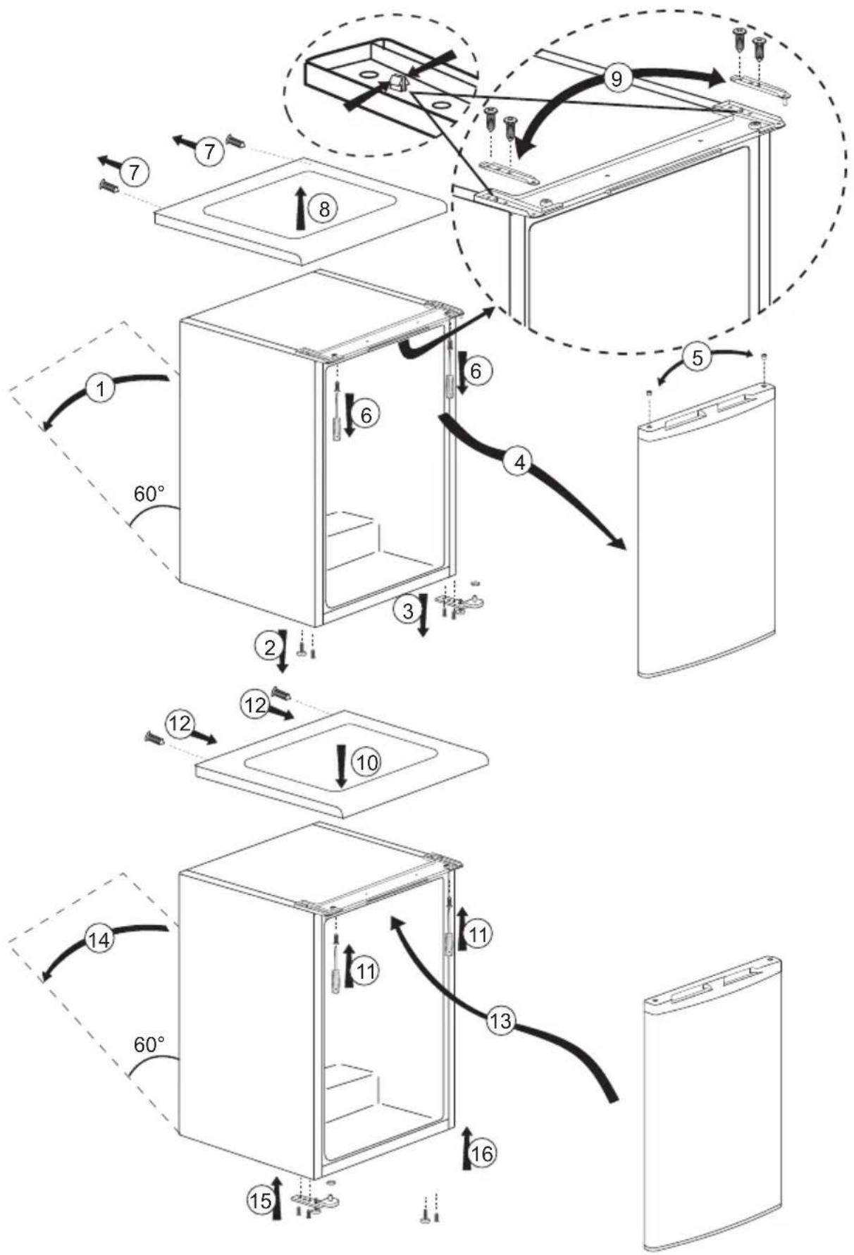BEKO FNE1074N - Réversibilité des portes - 1