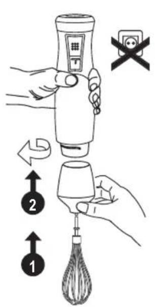 Diagram illustrating a hairdryer tool with labeled parts and directional arrows indicating movement or positioning.