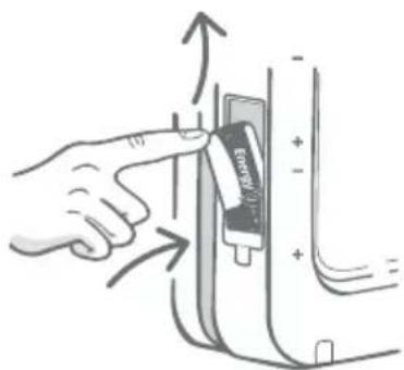 Diagram showing hand pressing a button labeled 'Eneresis' with directional arrows indicating movement or process