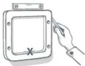 Diagram showing a hand pressing a button on a square panel with a cross symbol and a small screen labeled 'H'.