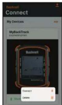 Bushnell Connect My Devices MyBackTrack BUSHNIN Bushnell Connect Delete