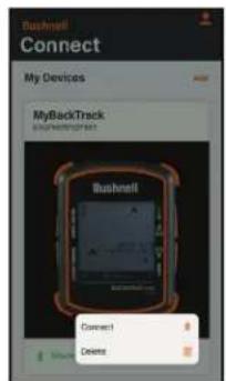 Bushnell Connect My Devices MyBackTrack BUSHnell Bushnell Connect Delete