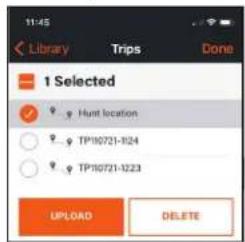 1 Selected ✓ Hunt location ○ TP10721-1024 ○ TP10721-1023 UPLLOAD DELETE