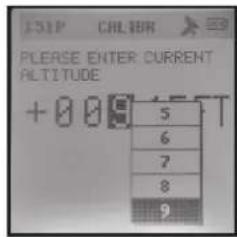 131P COLOR PLEASE ENTER CURRENT ALTITUDE +0 0 9 LEFT 5 6 7 8 9