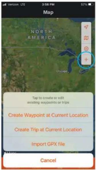 Map NORTH AMERICA Chicago Tap to create or edit existing waypoints or trips Create Waypoint at Current Location Create Trip at Current Location Import GPX file Cancel