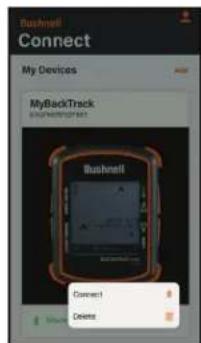 Bushnell Connect My Devices MyBackTrack Bushnell Bushnell Connect Delete
