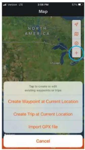 Map NORTH AMERICA Chicago Tap to create or edit existing waypoints or trips Create Waypoint at Current Location Create Trip at Current Location Import GPX file Cancel