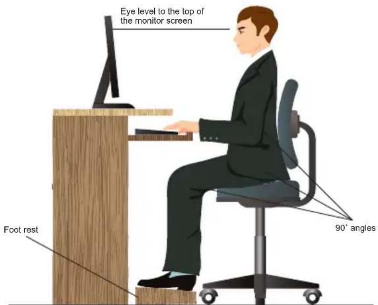 ASUS G10CE - Posture recommandée lors de l'utilisation de l'ordinateur - 1