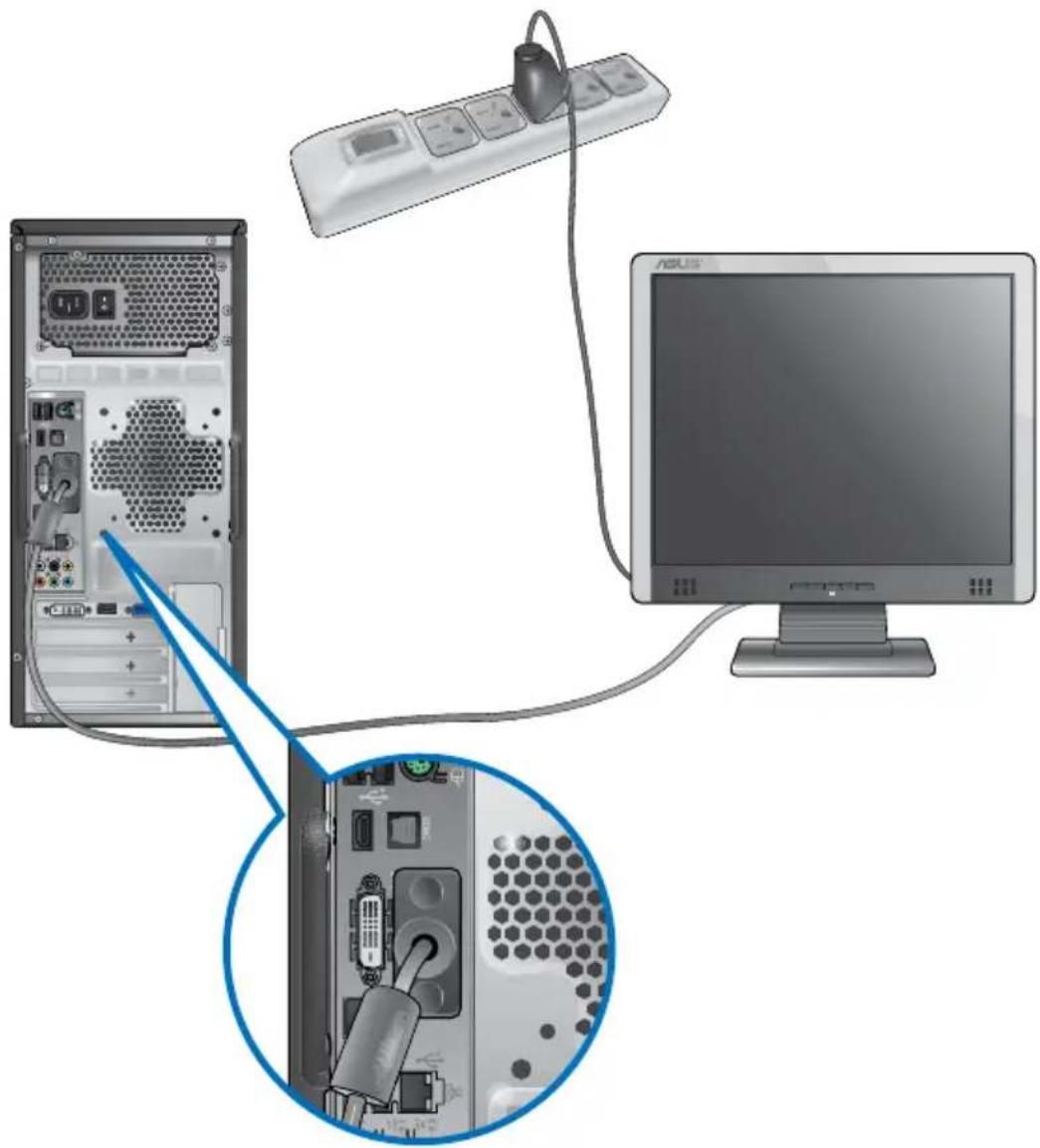 ASUS Essentio CG8350 - Para conectar un monitor externo a través de un puerto de salida de pantalla integrado en la placa: - 1