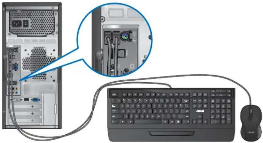 ASUS Essentio CG8350 - Conexión de un teclado USB y un ratón USB - 1