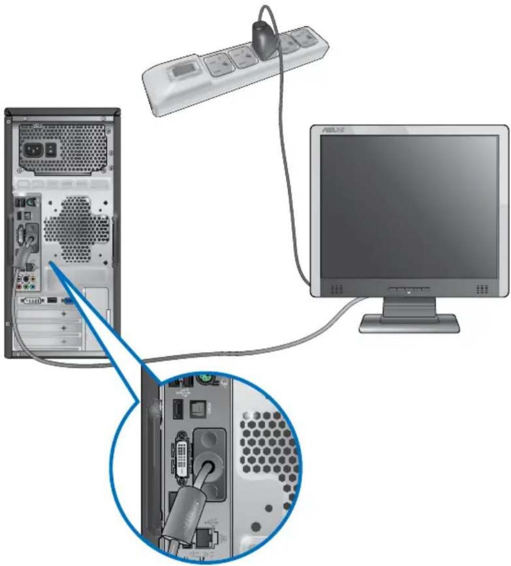 ASUS Essentio CG8350 - So verbinden Sie einen externen Monitor mit der integrierten Grafikkarte: - 1