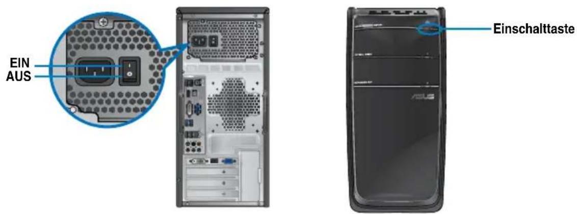 ASUS Essentio CG8350 - So schalten Sie den Computer ein: - 1
