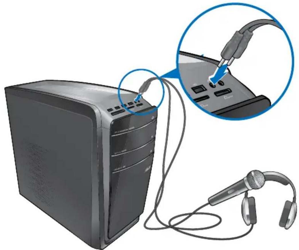 ASUS Essentio CG8350 - Conexión de unos auriculares y un micrófono - 1