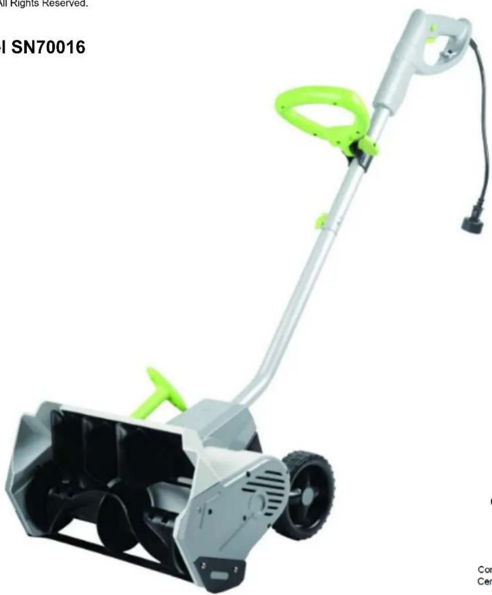 Earthwise SN70016 - OWNER'S MANUAL 16-IN Snow Thrower - 1