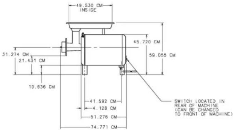 Hobart 4812 - MINCER DIMENSIONS - 4