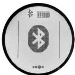 Circular icon with Bluetooth symbol and battery, likely indicating wireless signal or payment
