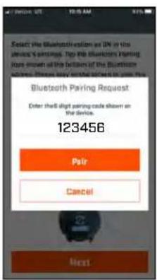 Select the Bluetooth option as IN in the device's earnings. Top the Bluetooth Parking file shown at the bottom of the Bluetooth button. Please buy any additional item to your first Bluetooth Parling Request Enter the 8-digit parling code shown on the device. 123456 Pair Cancel Next