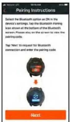 Pairing Instructions Select the Bluetooth option as ON in the device's settings. Tap the Bluetooth Pairing icon shown at the bottom of the Bluetooth screen. Please stay on the screen to view the pairing code. Tap 'Next' to request for Bluetooth connection and enter the pairing code. Next