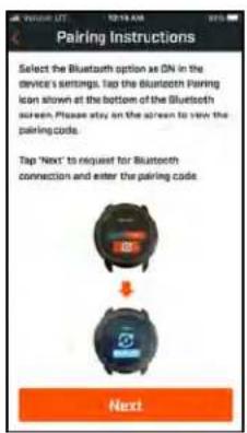 Pairing Instructions Select the Bluetooth option as DN in the device's settings. Tap the Bluetooth Parring icon shown at the bottom of the Bluetooth screen. Please stay on the screen to view the pairing code. Tap 'Next' to request for Bluetooth connection and enter the pairing code. Next