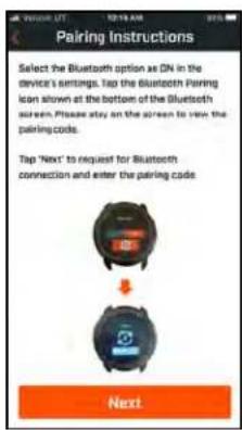 Pairing Instructions Select the Bluetooth option as DN in the device's settings. Tap the Bluetooth Perring icon shown at the bottom of the Bluetooth screen. Please stay on the screen to view the pairing code. Tap "Next" to request for Bluetooth connection and enter the pairing code. Next