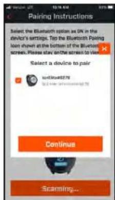 Pairing Instructions Select the Bluetooth option as ON in the device's settings. Top the Bluetooth Pacing loan shown at the bottom of the Bluetooth screens. Please stay on the screen to view Select a device to pair onBlue8278 to Blue8278 Continue Scanning...