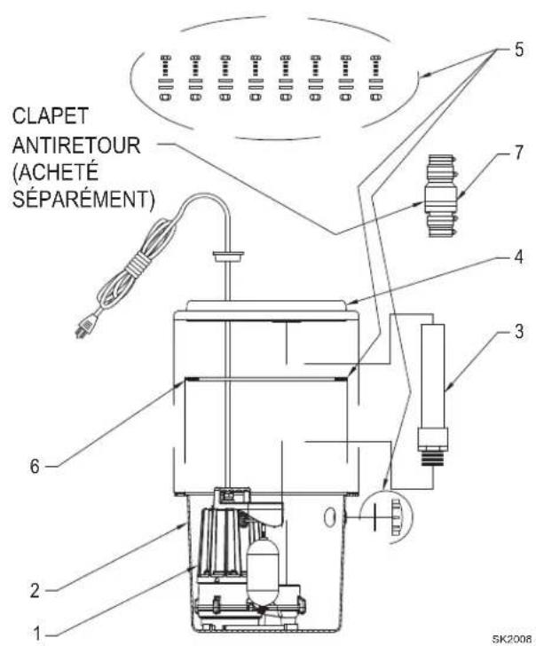 CLAPET ANTIRETOUR (ACHETÉ SÉPARÉMENT) 5 7 4 3 6 0 2 1 5K2008