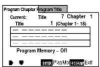 MARANTZ DV-12S1 - Move the joystick left or right to select Program Chapter or Program Title. - 1