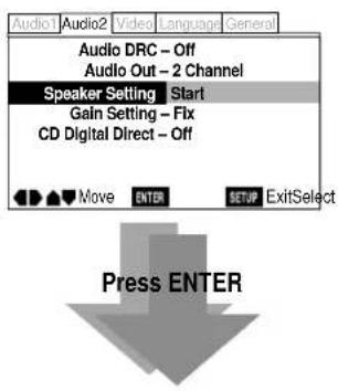 Audio Audio2 Video Language General Audio DRC - Off Audio Out - 2 Channel Speaker Setting Start Gain Setting - Fix CD Digital Direct - Off Move ENTER SETUP ExitSelect Press ENTER