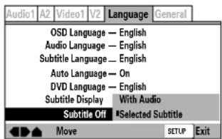 MARANTZ DV-12S2 - • R églage par défaut : Selected Subtitle - 1