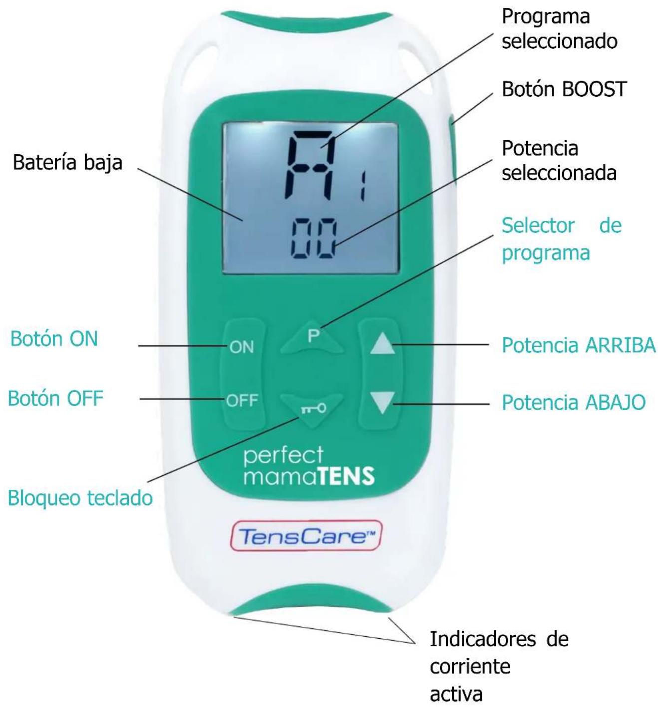 TensCare Perfect MamaTENS - CONTROLES Y PANTALLA - 1