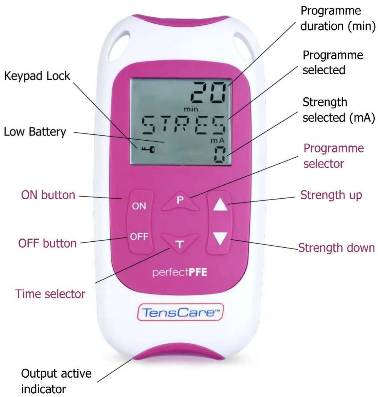 TensCare Perfect PFE - CONTROLS & DISPLAY - 1