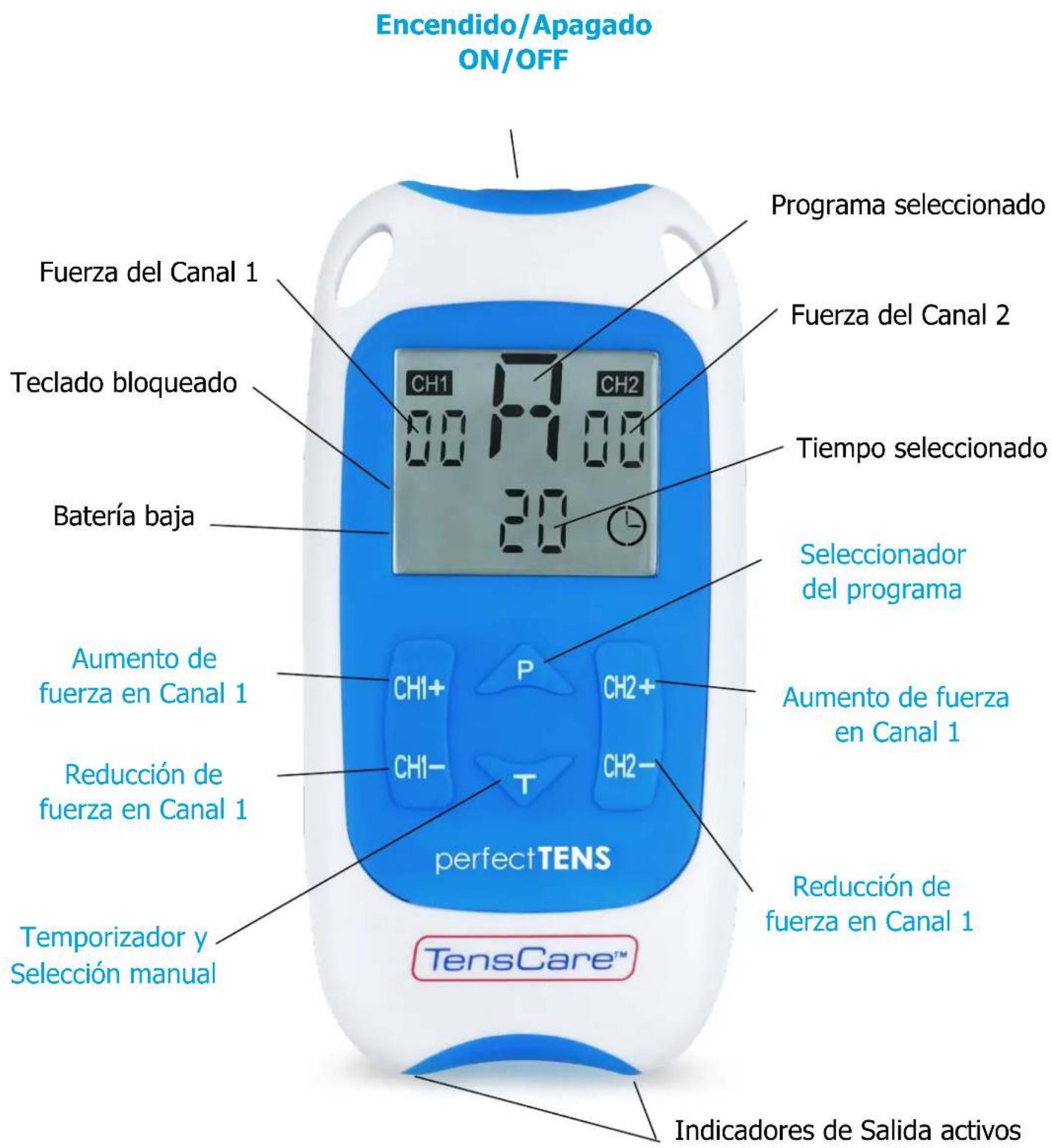 TensCare Perfect TENS - BOTONES E INTERFAZ - 1