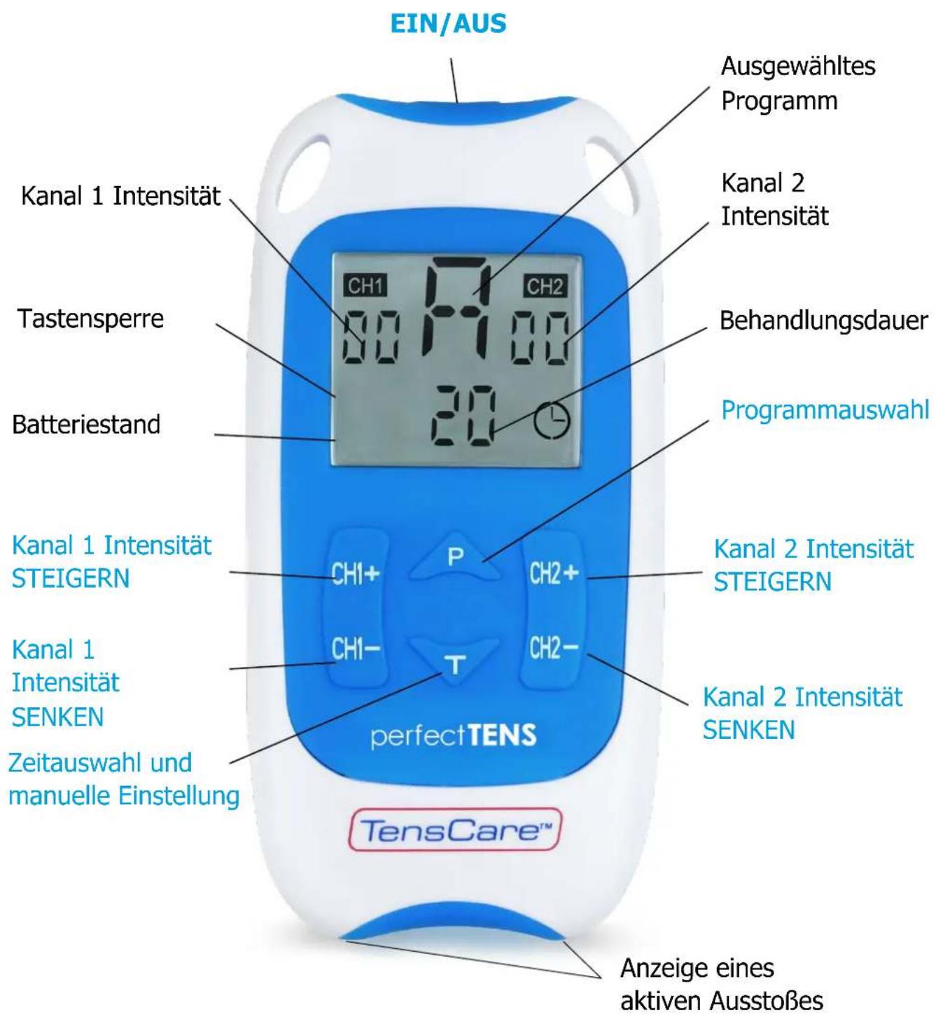 TensCare Perfect TENS - TASTEN & BILDSCHIRM - 1