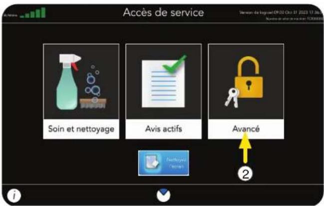 Accès de service Soin et nettoyage Avis actifs Avancé