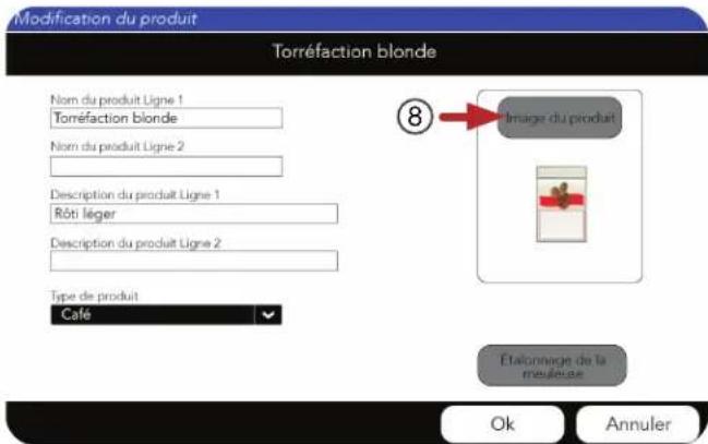 Modification du produit Torréfaction blonde Nom du produit Ligne 1 Torréfaction blonde Nom du produit Ligne 2 Description du produit Ligne 1 Rôti léger Description du produit Ligne 2 Type de produit Café 8 Image du produit Etatonnage de la meulenze Ok Annuler
