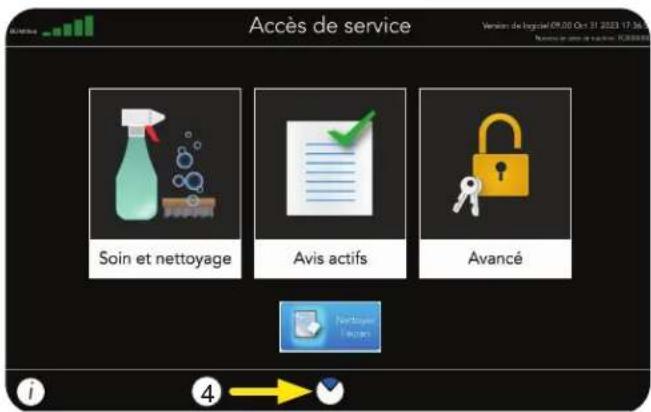 Accès de service Soin et nettoyage Avis actifs Avancé
