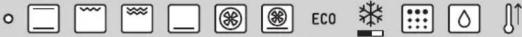 Row of icons representing environmental or safety symbols including water, solar panels, eco-friendly icons, and a droplet symbol.