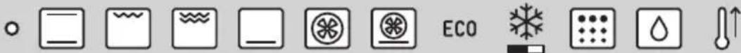 Row of icons representing environmental or ecological symbols including CO, water, and pollution