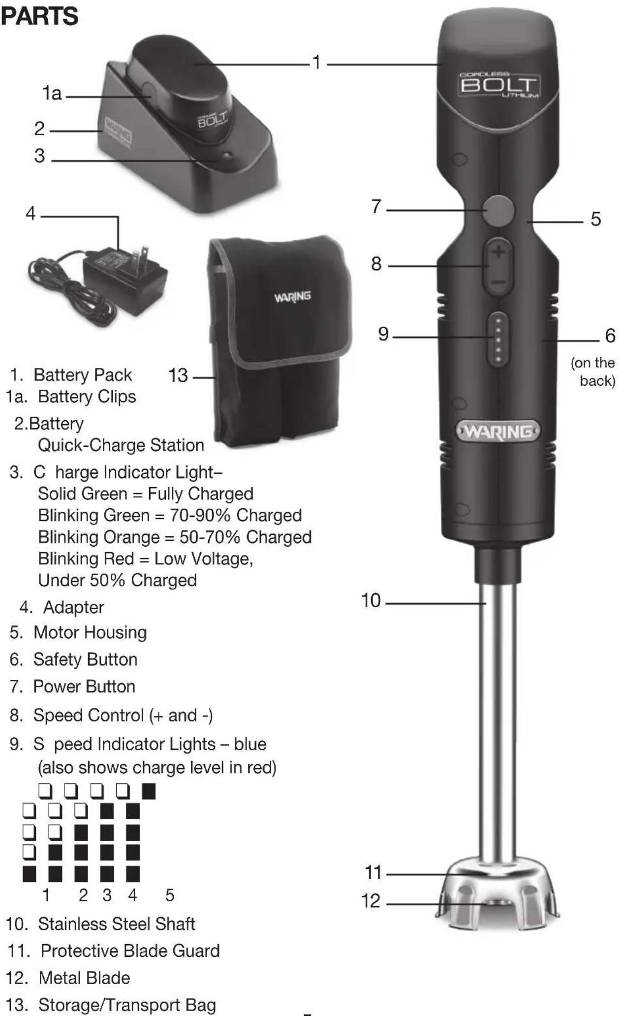 Waring Commercial Bolt WSB38X2 - CHARGING THE BATTERY - 1