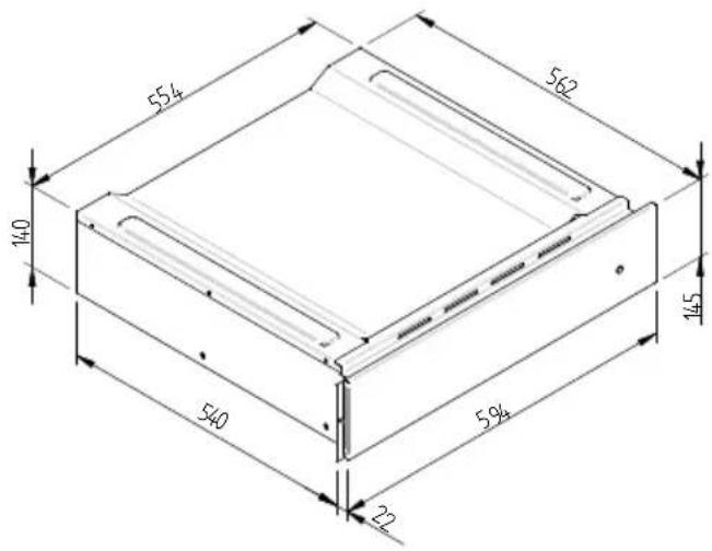 ROSIERES RPWD14NSM - ESQUEMA DE DIMENSÃO DO AQUECEDOR DE LOUÇA A ENCASTRO 560 X 595 COM FORNO DE 450 - 4