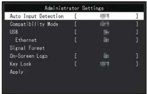 EIZO FlexScan EV3240X - Fonctionnement de base du menu « Administrator Settings » - 2