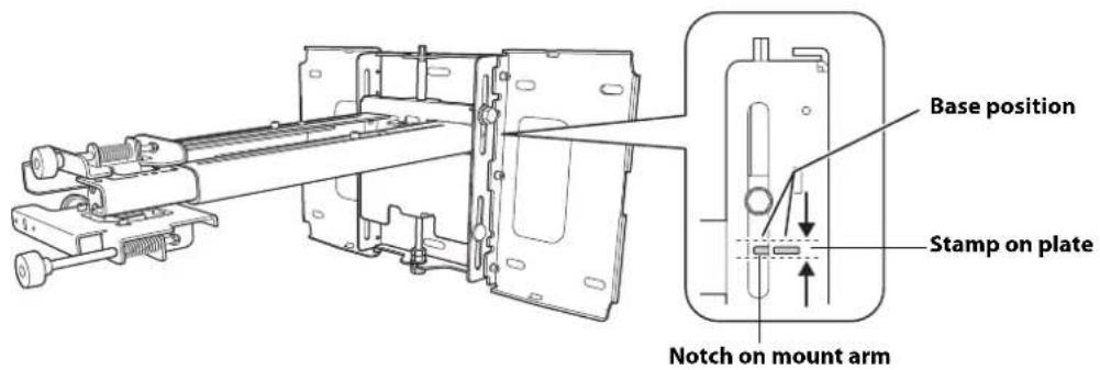 Base position Stamp on plate Notch on mount arm