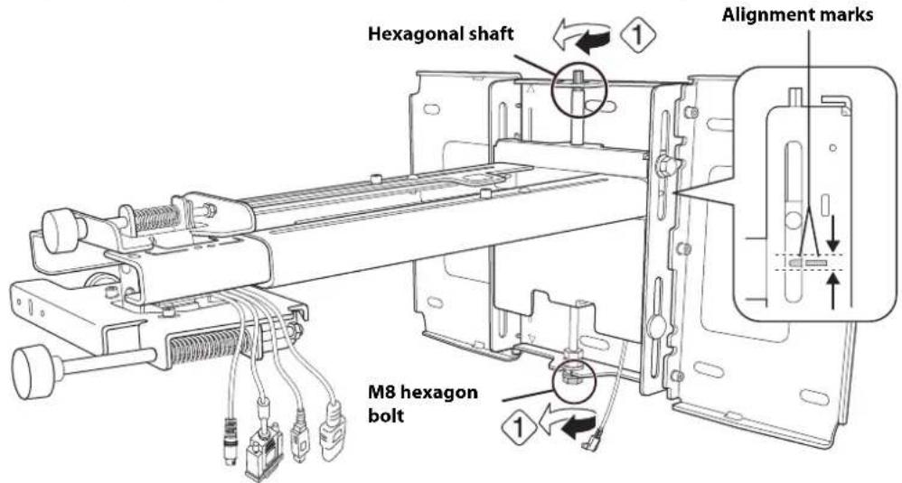 Hexagonal shaft 1 Alignment marks M8 hexagon bolt 1